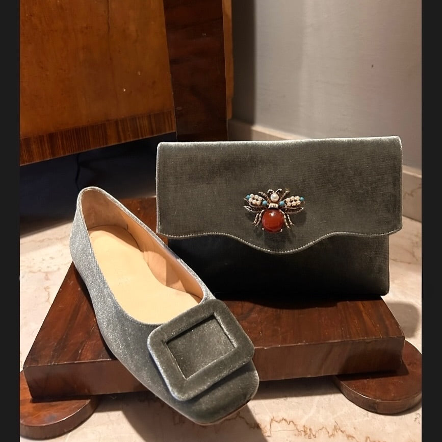 Velvet Rectangular Ballet Flats