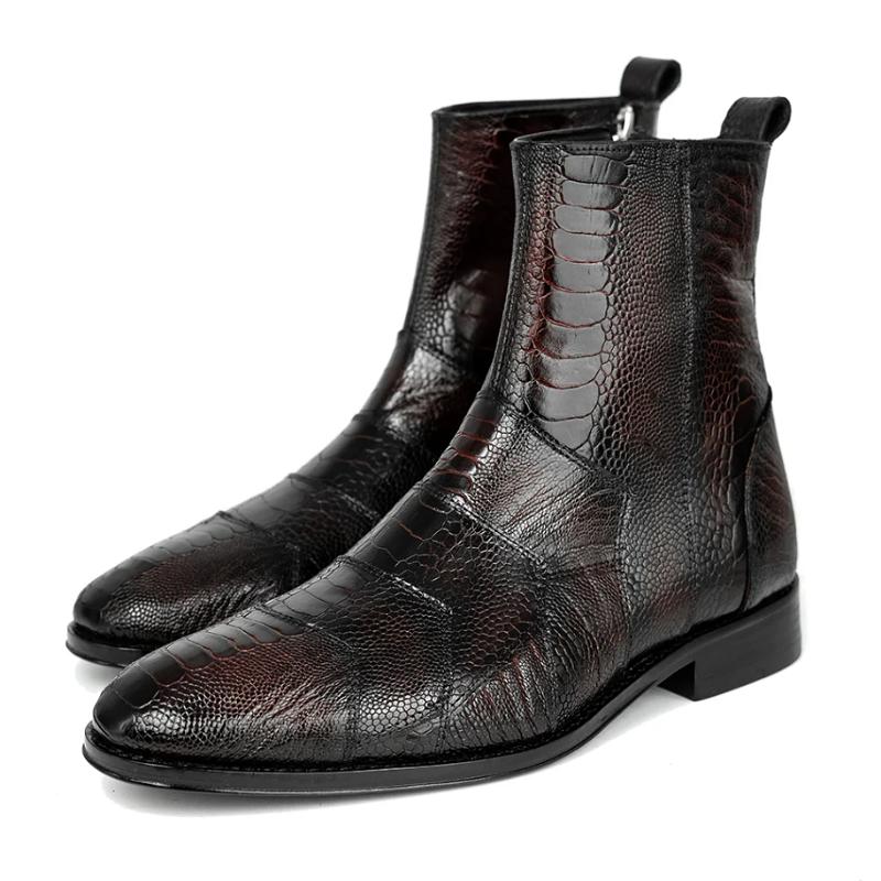 Luxury Ostrich Leg Leather Boots