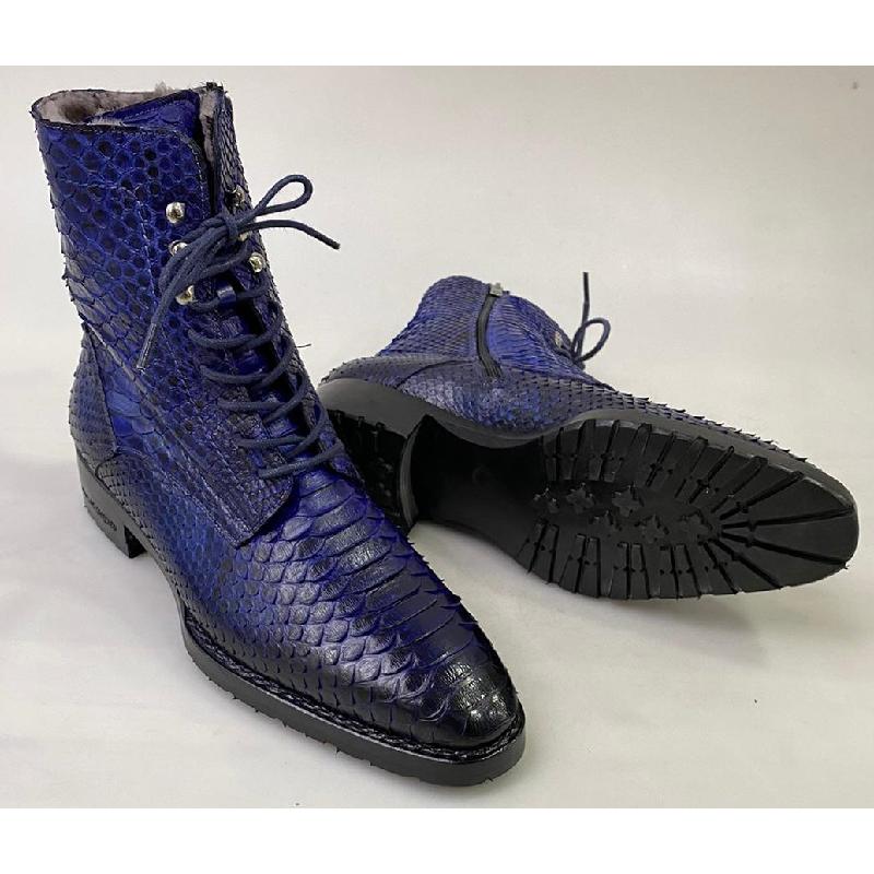 Luxury Boots Handcrafted With Python Leather And Fur Lining