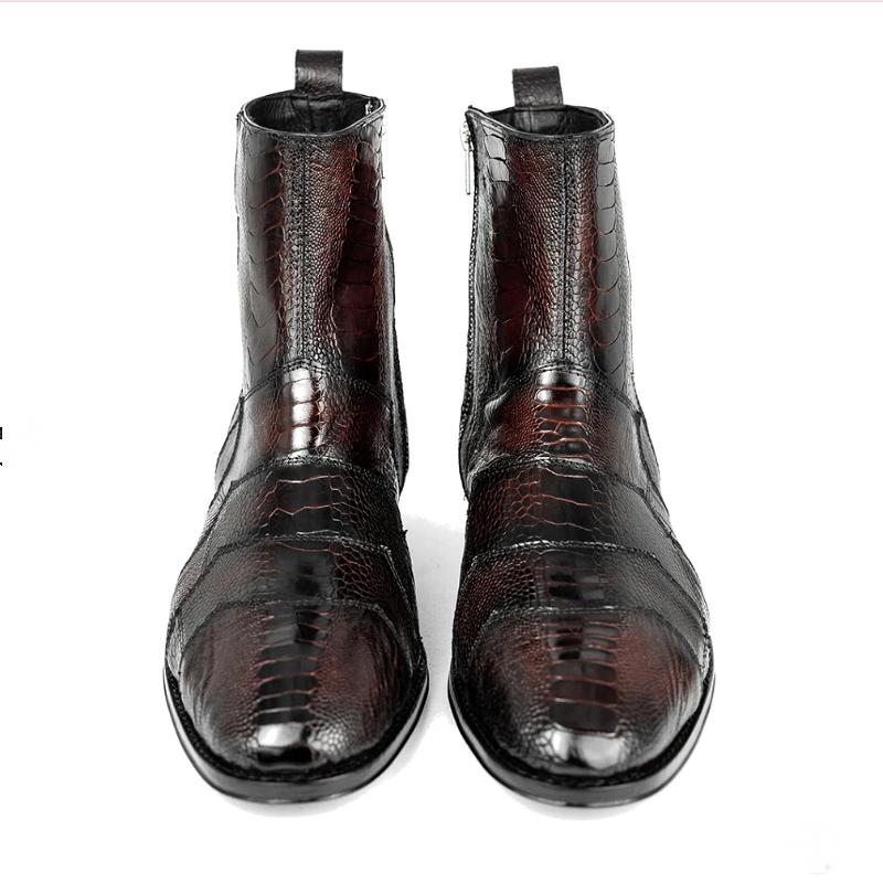 Luxury Ostrich Leg Leather Boots